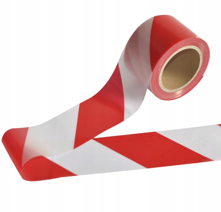 TAŚMA OSTRZEGAWCZA BIAŁO-CZERWONA 75mmX100 m