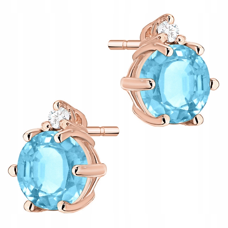 Zlaté Náušnice Dámské Štyft pr. 585 Topaz 1,00 ct a Brilianty 14k
