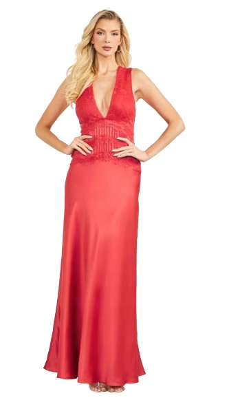 Marciano Guess Červená Šaty S Krajkovým Žabákem M Gms