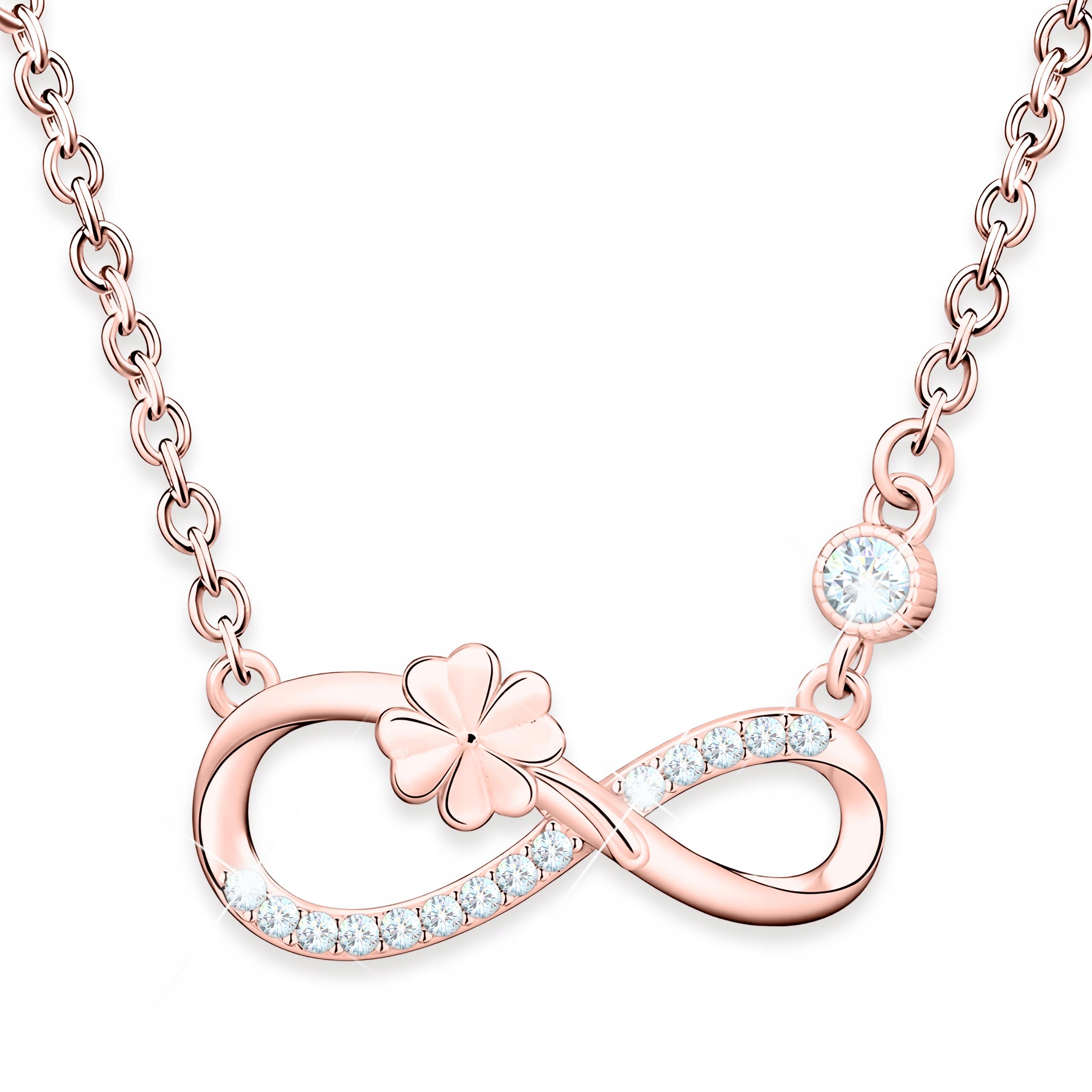 Náhrdelník Pozlacený Květ Čtyřlístek Nekonečno Zirkony Stříbro 925