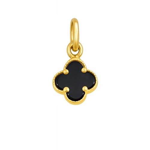 Zlatý přívěsek 585 čtyřlístek černý Marocký módní jetel 0,5 g