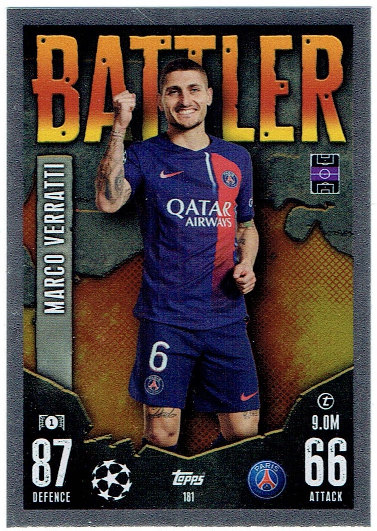 Topps Match Attax 2023-2024 Battler 181 Marco Verratti Psg