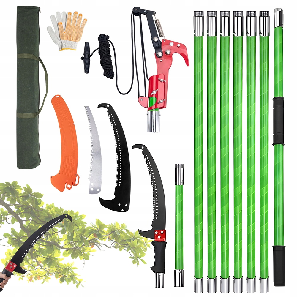 Zahradní Nůžky Na Dlouhé Rukojeti 8 M 2V1 Nůžky Pila 8 Vyměnitelných Tyčí