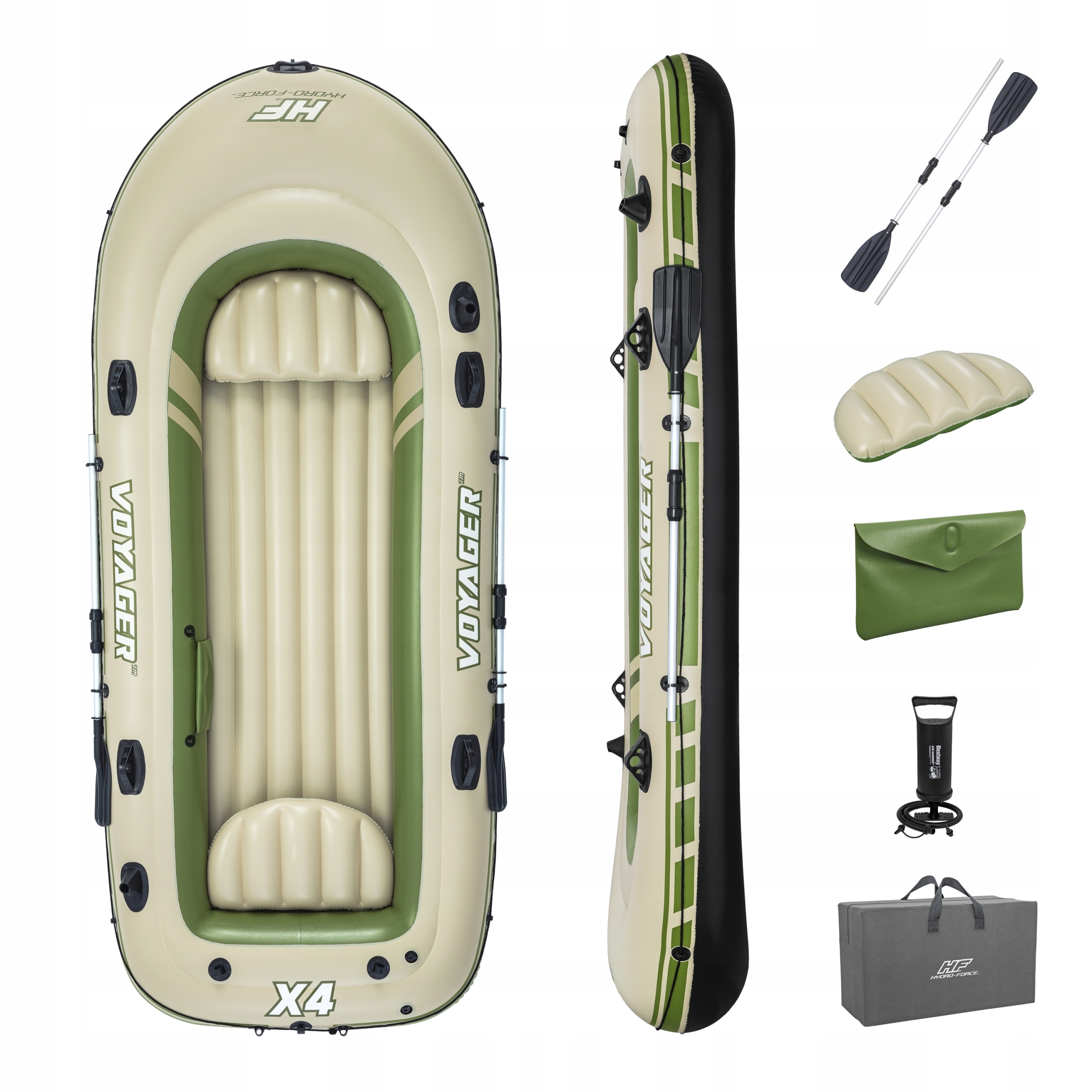 Mocny Ponton Voyager X4 350x145 cm Bestway 65156 Pompka Wiosła