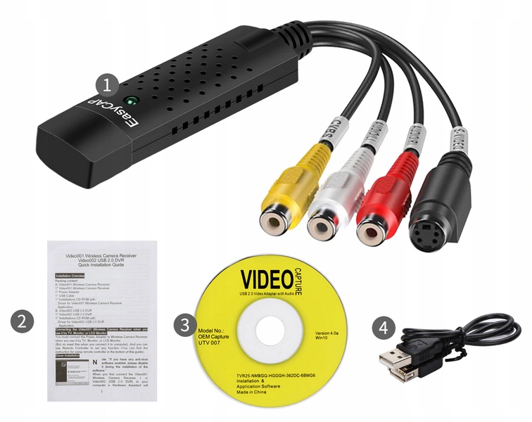 VIDEO GRABBER EASYCAP ZGRYWANIE Z VHS NA PC AV USB3 Kod producenta 005387