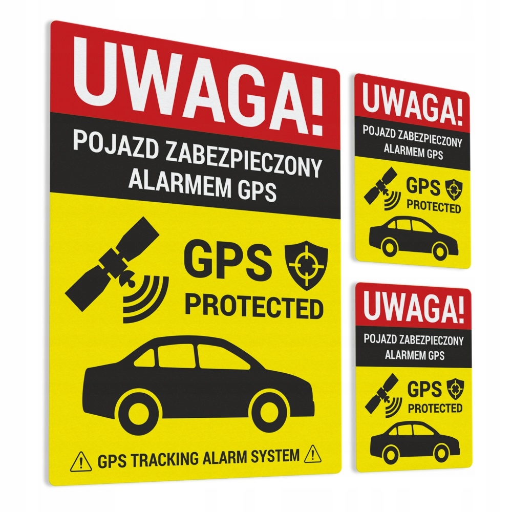 

Naklejka Informacyjna Pojazd Zab. Alarmem Gps