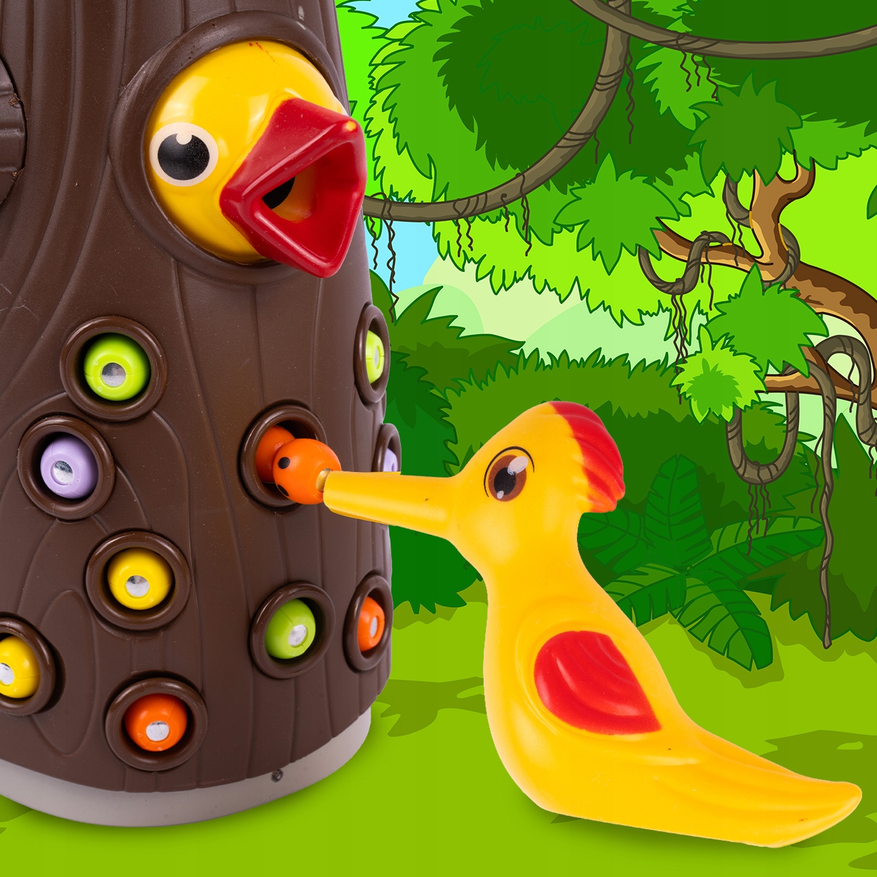 GRA RODZINNA ZRĘCZNOŚCIOWA NAKARM DZIĘCIOŁA ZŁAP ROBACZKA MAGNETYCZNA Minimalna liczba graczy 1