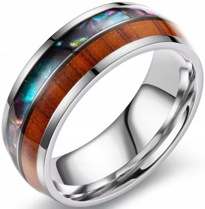 Prsten s dřevem a perlovou hmotou Sygnet Harmonie luxusu a přírody