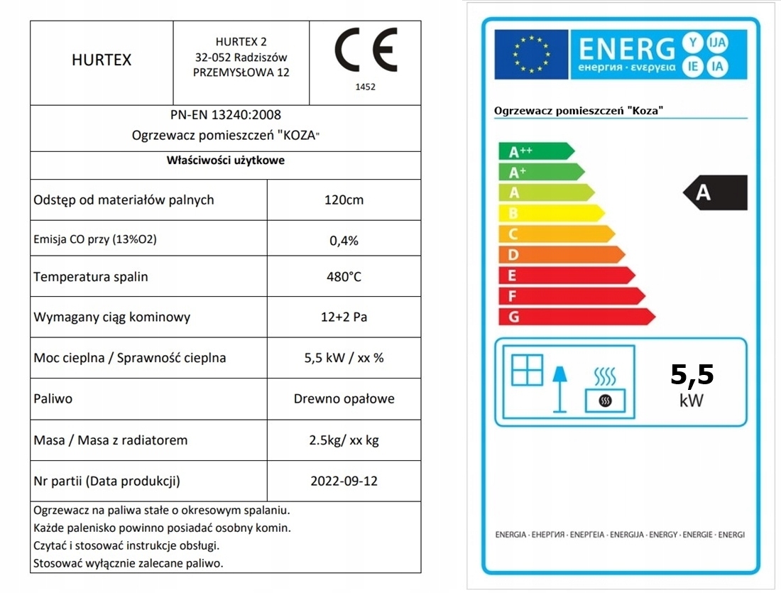 PIEC PIECYK KOZA SZAMOTOWY ARES ATEST/POLSKI Materiał wykonania stalowy