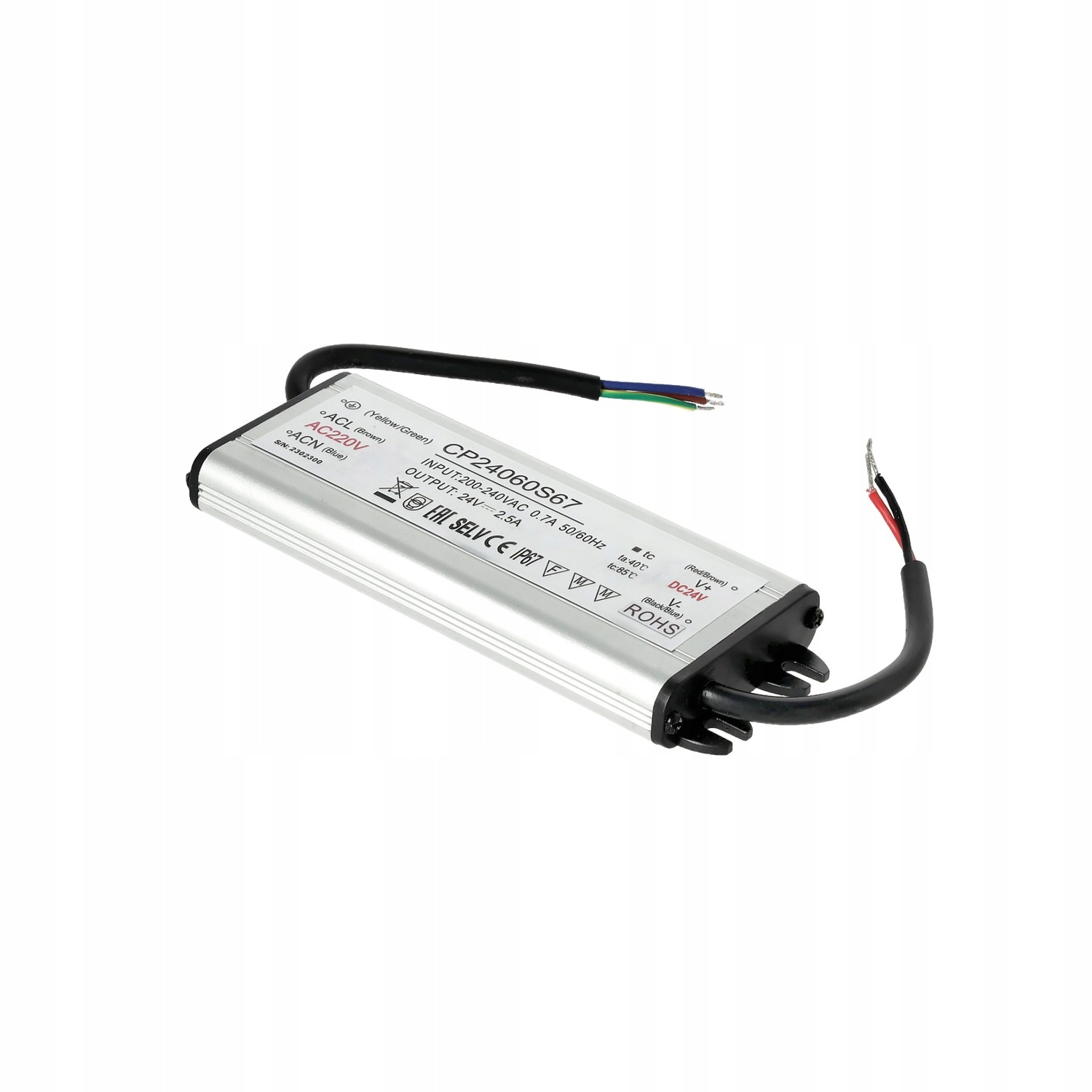 Moduł Zasilacz Montażowy Wodoodporny 24V 60W 2.50A IP67 Kobi