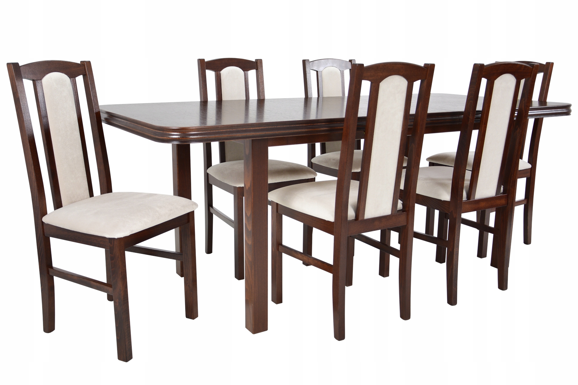 Stół rozkładany SOLIDNY+6 krzeseł drewnianych