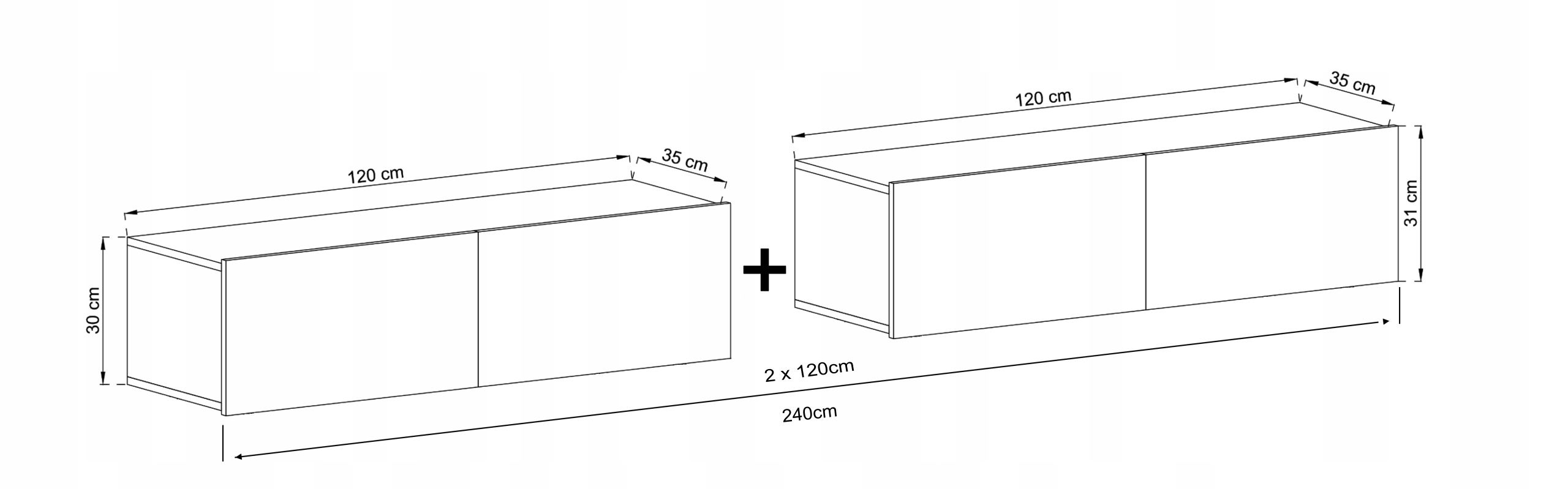 Szafka RTV Loft wisząca grafit komoda RTV Loft 240 Głębokość mebla 35 cm