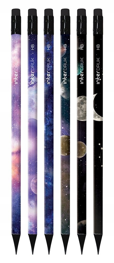 

6x Ołówek z gumką Hb Galaxy Kosmos Interdruk