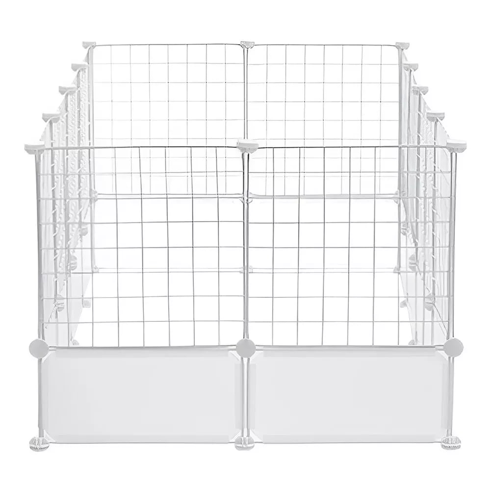 Klatka dla kota do domu biały wybieg dla małych zwierząt metal 144x57x70cm