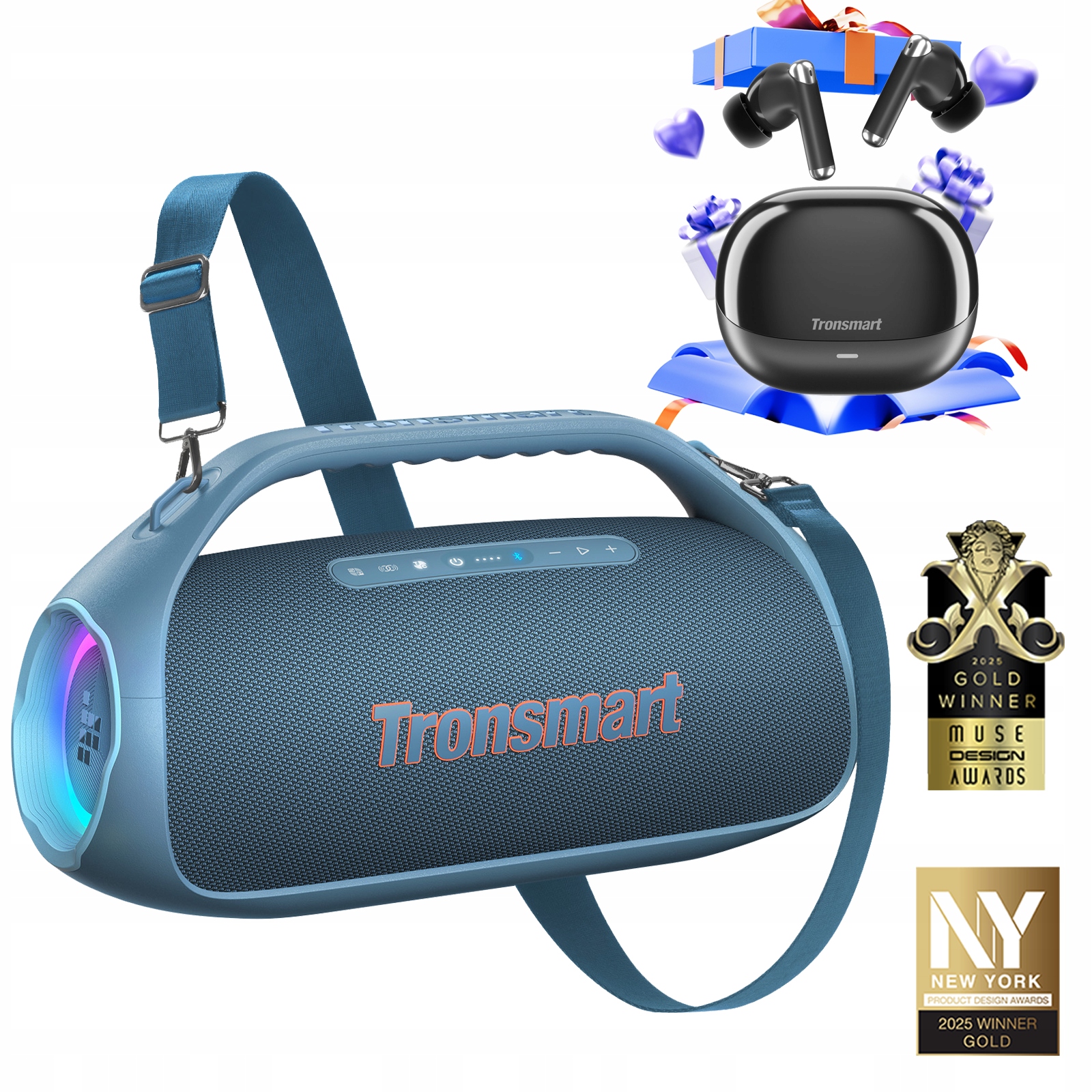 Prenosný Bluetooth reproduktor Tronsmart Bang2, párty reproduktor, 90W, mobilný, modrý