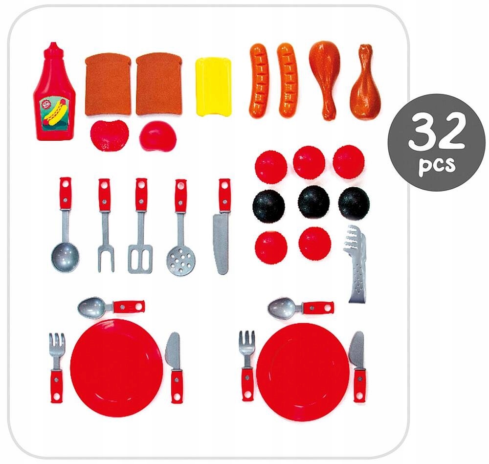 GRILL OGRODOWY DO ZABAWY DLA DZIECI Z 32 AKCESORIAMI MOCHTOYS Kod producenta 11021