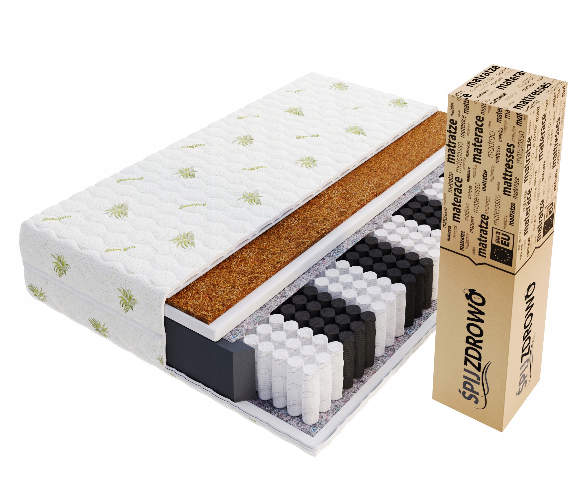 Matrace 80x200 kapsová 7zónová kapsová House kokos H3 H4 aloevera