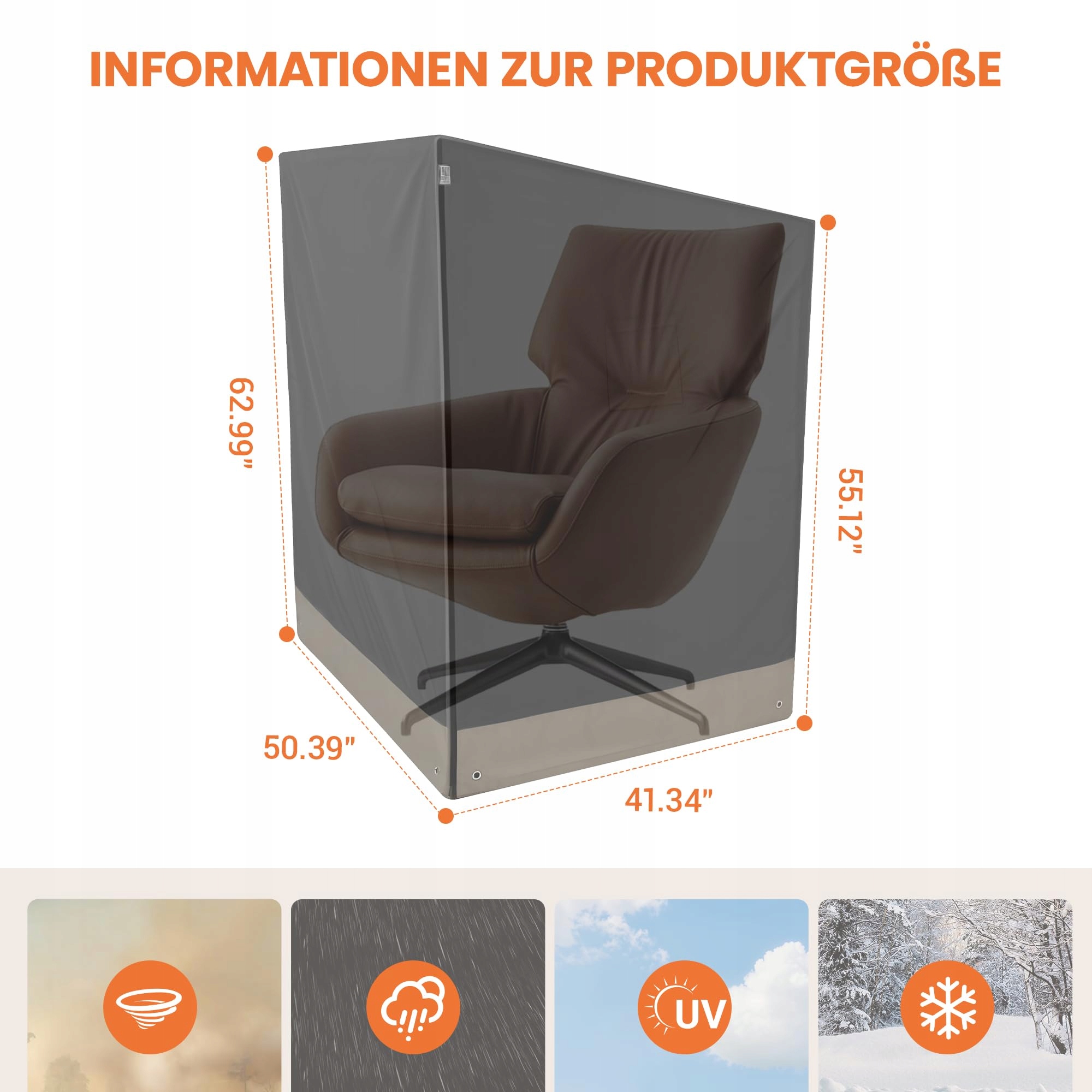 HÄNGESESSEL Pokrowiec Na Fotel Wiszący Wodoodporny UV Ochrona 128x105x140cm — miniatura 2