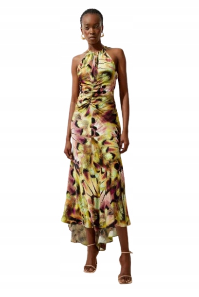 Karen Millen Šaty MIDI Halter S Potiskem A Volánky 38 B1F