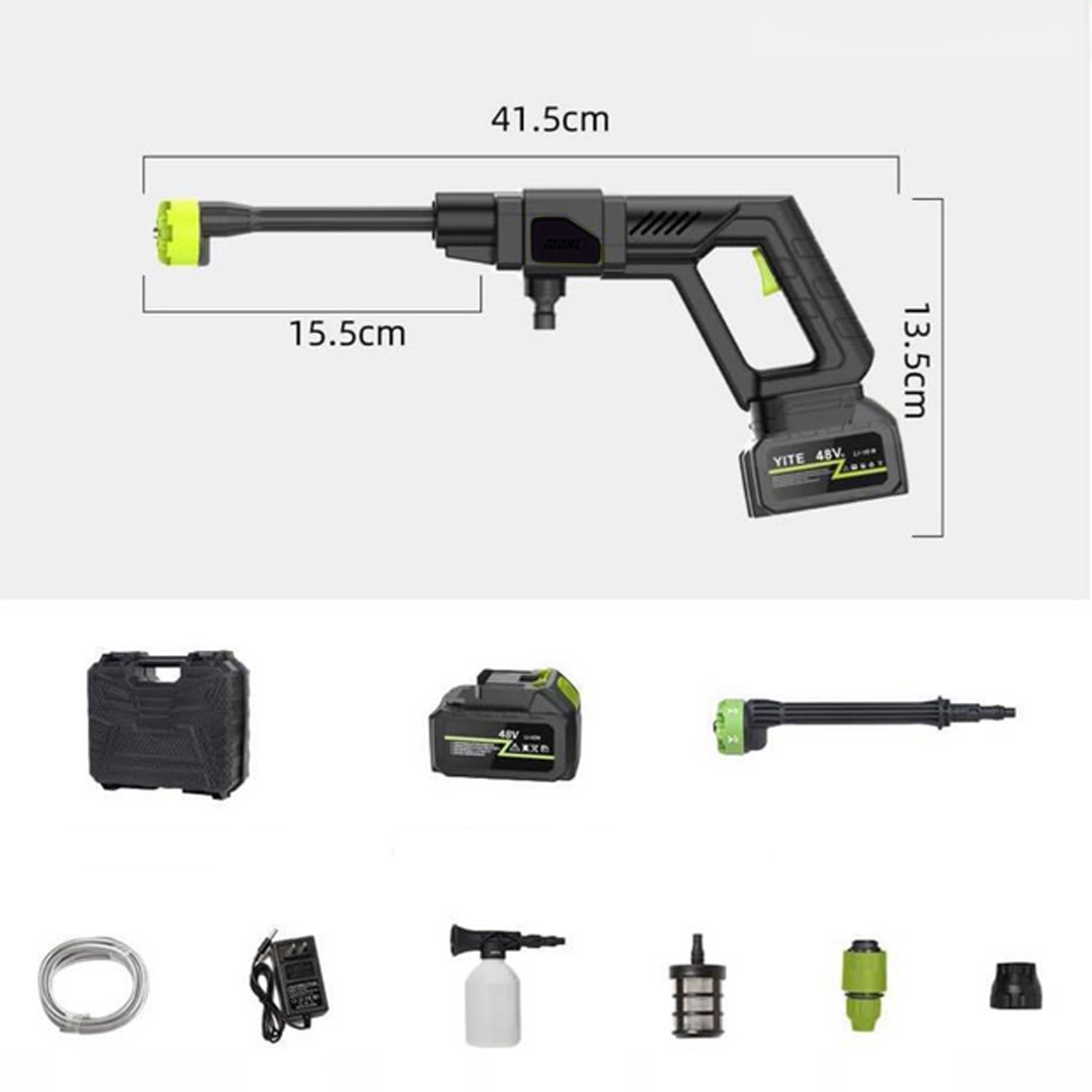 MYJKA CIŚNIENIOWA AKUMULATOROWA BEZPRZEWODOWA 48V 30 BAR 200W ZESTAW Napięcie zasilania 48 V