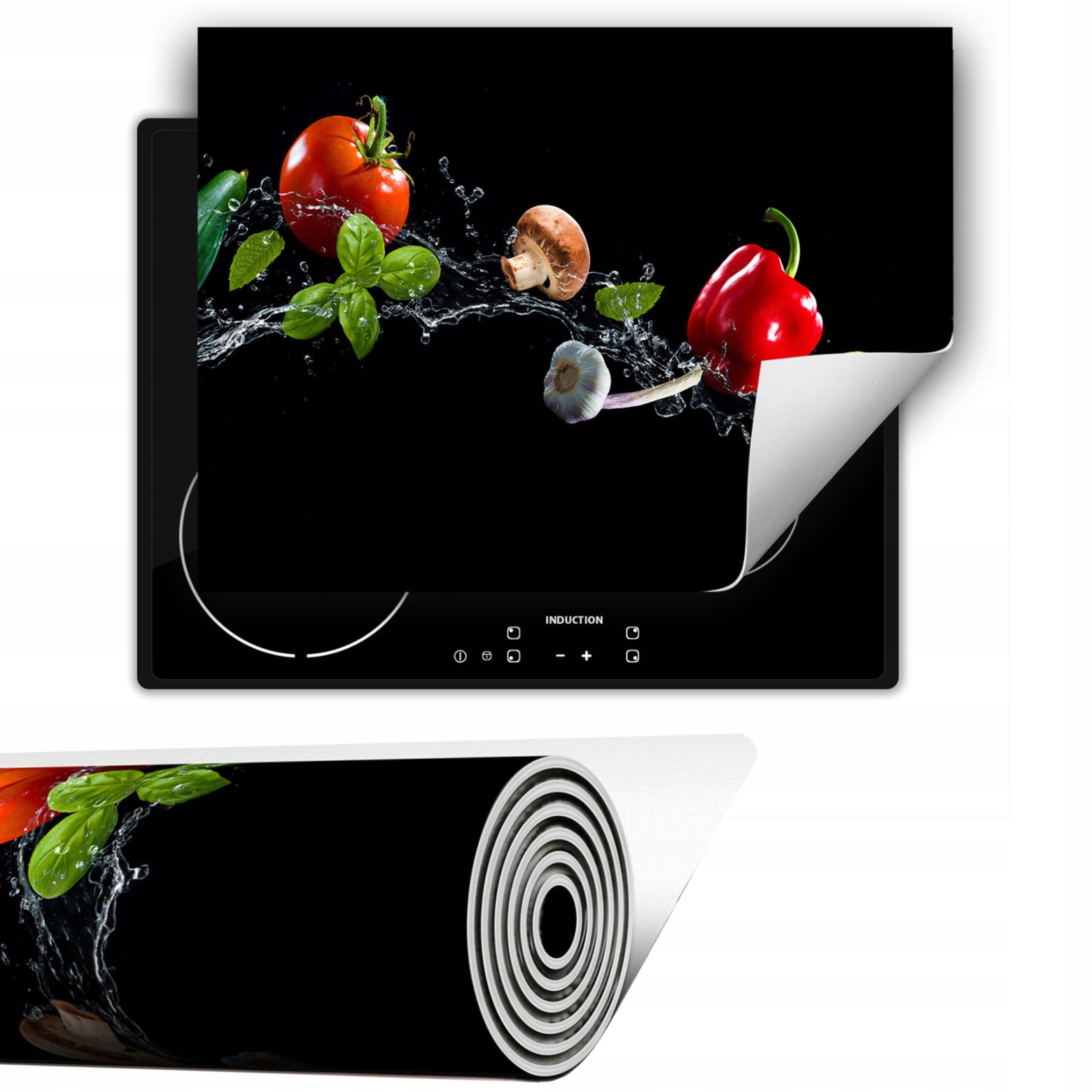 Svinovací Podložka Na Indukci Deska 80x52 cm Černá zelenina