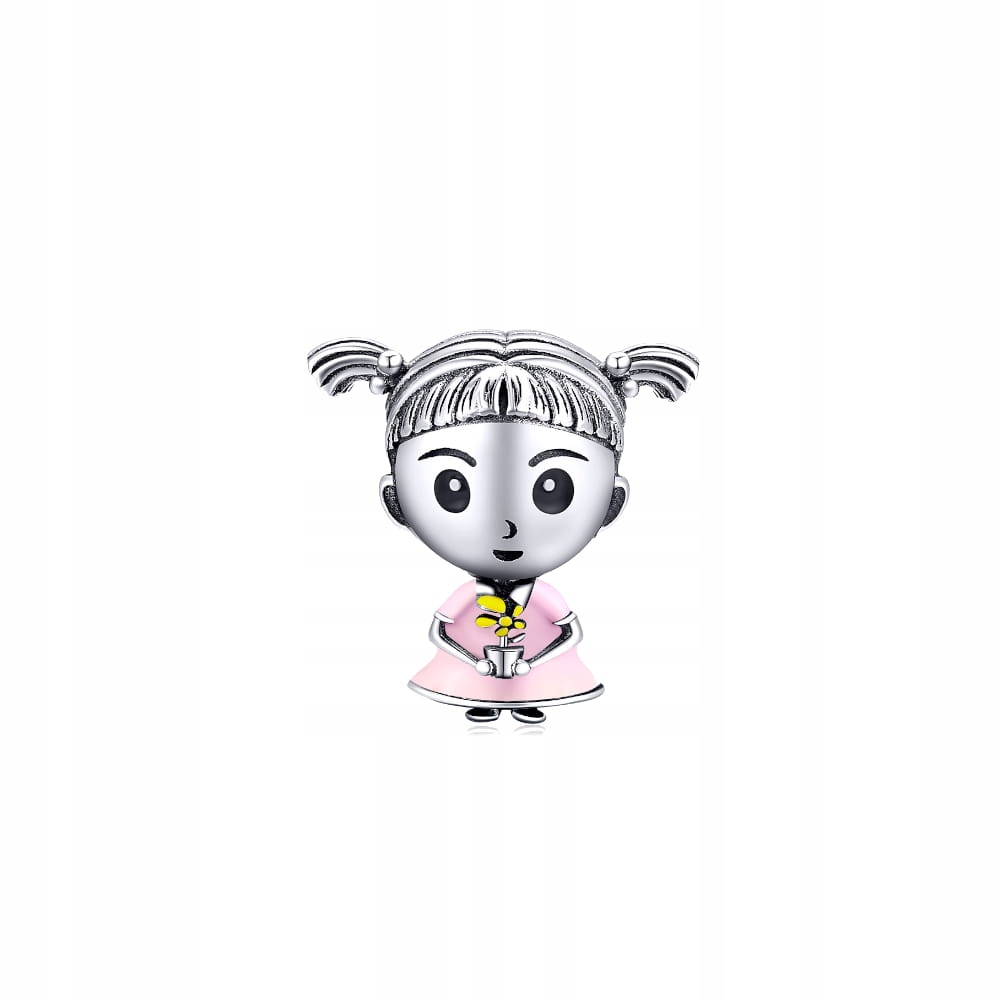 Šperky Ornamo Dívka v růžovém šatě se smaltovanou květinou Stříbro 925