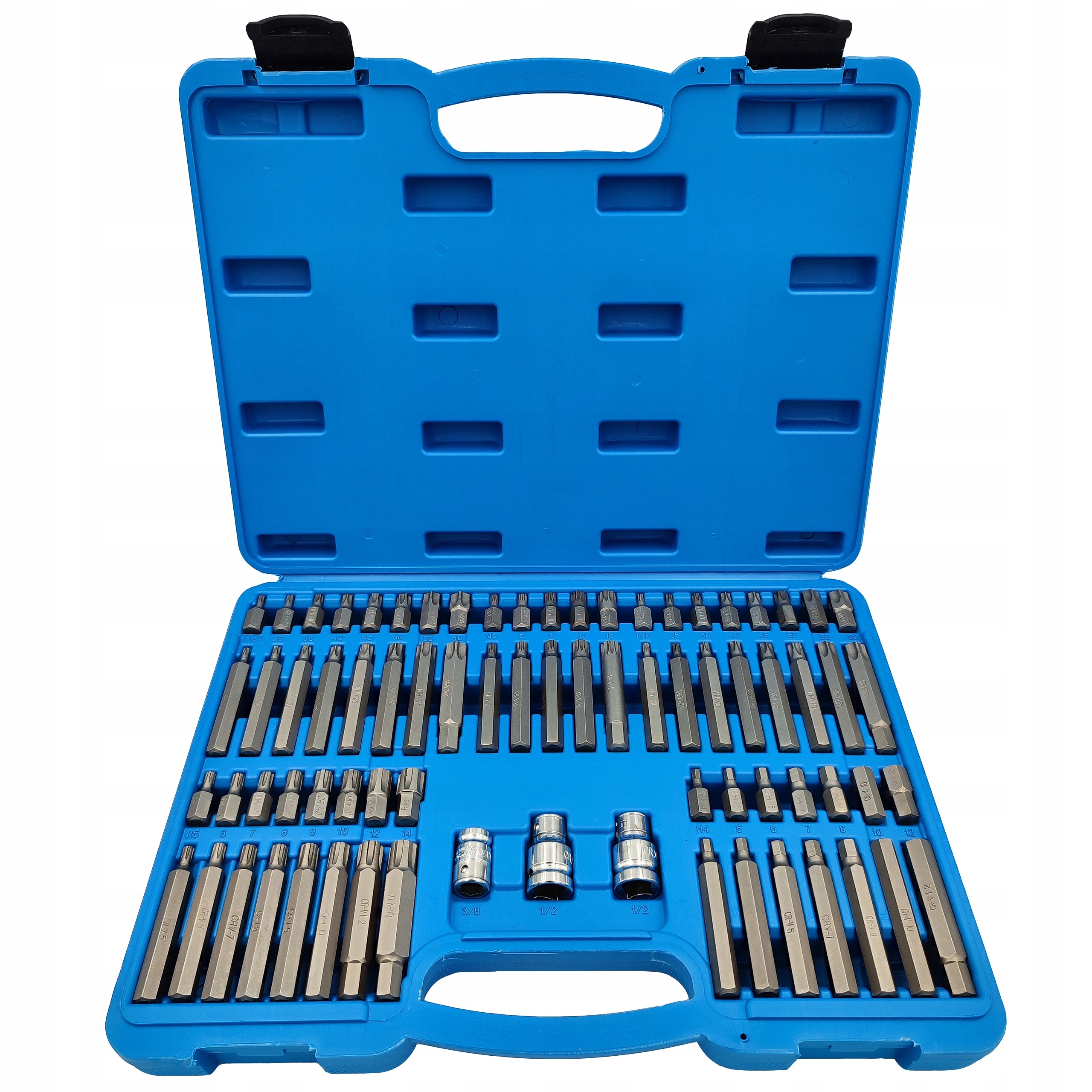 Sada bitů Torx Hex Ribe Spline 75el kufr ocel CrV imbusy