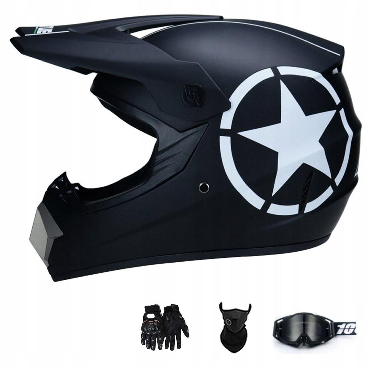 Motocyklová Přilba Crossová Lehká Enduro Quada Brýle Rukavice Maska L