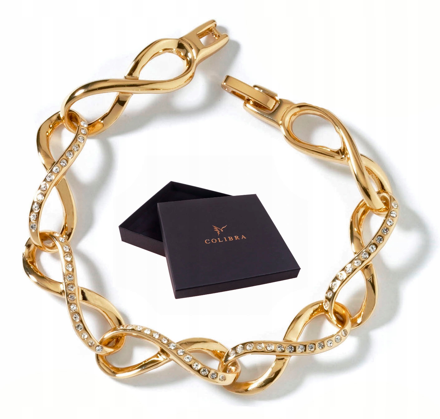 Zlatý Náramek S Krystaly Swarovski Vrkoč Je Velmi Elegantní