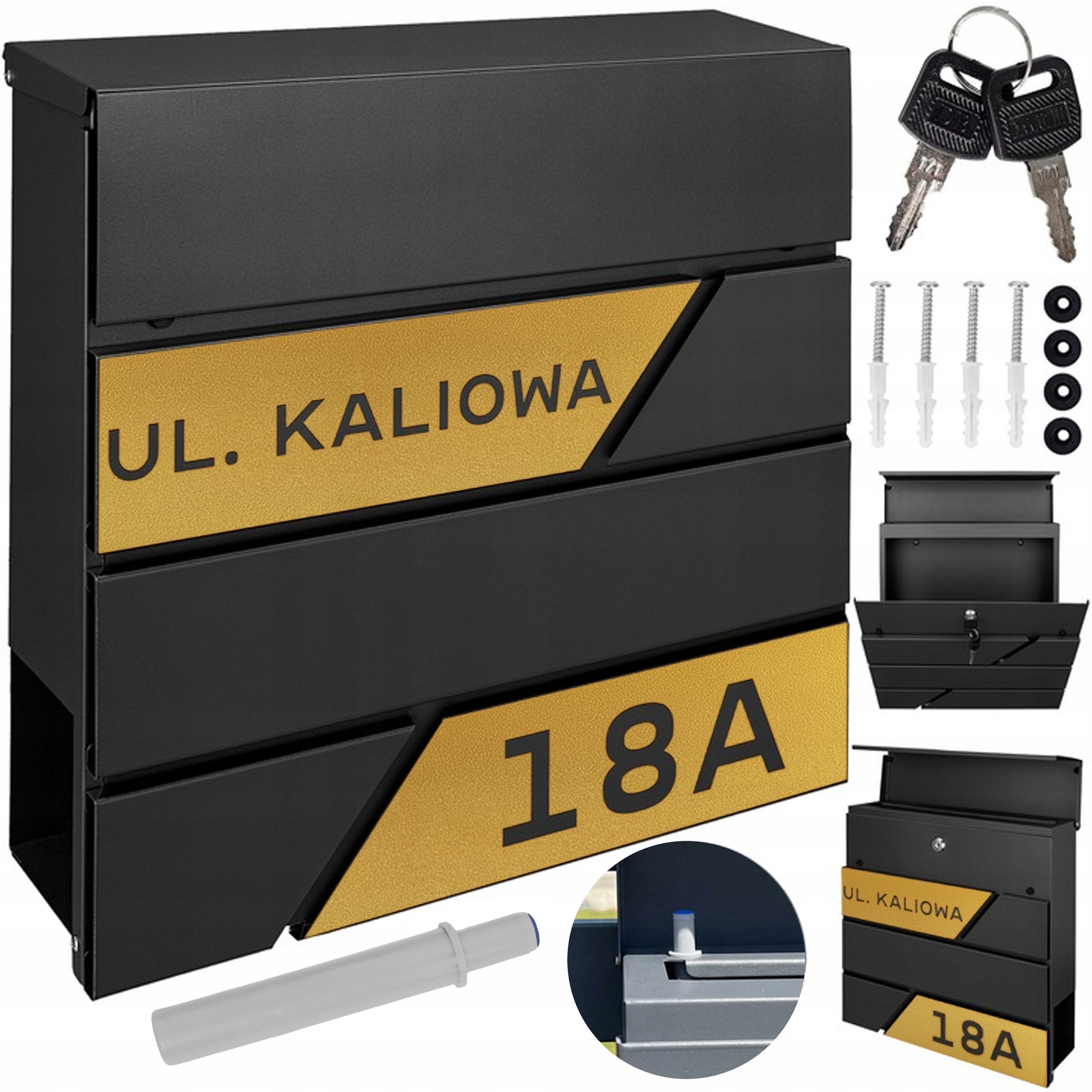 Černá Schránka Na Poštu A Noviny Zlatý Vzor