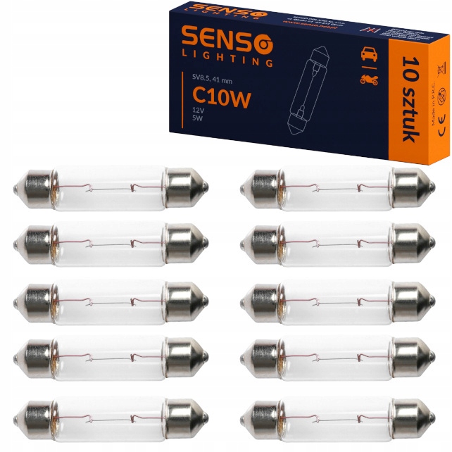 Żarówka Senso C10W 12V 10W 41mm SV8.5 Rurka Rurkowa x10sztuk