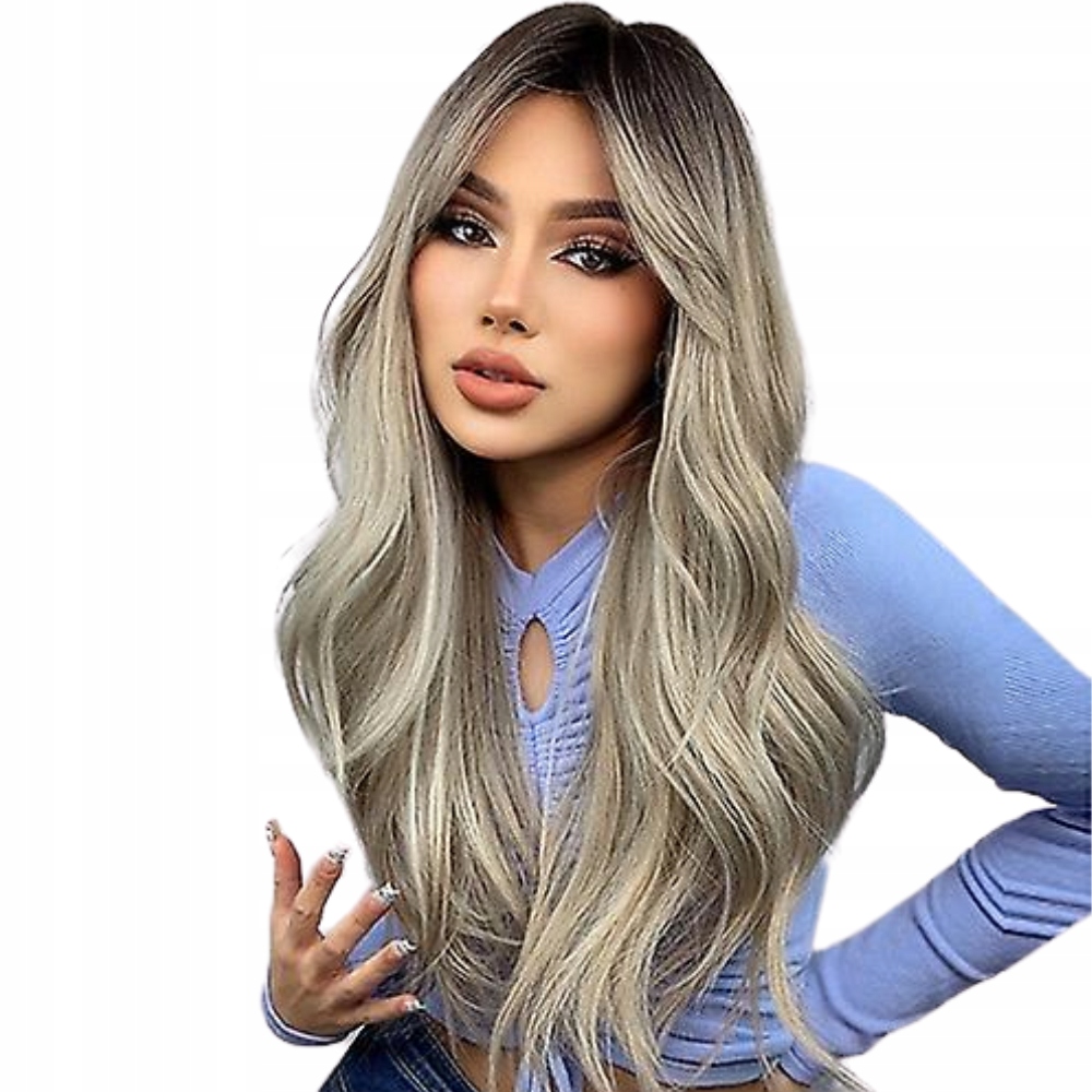 

Peruka włosy syntetyczne falowane cold blond LC457