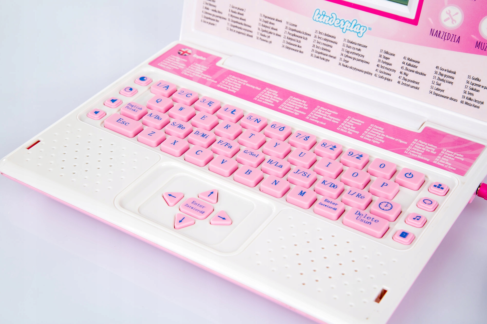 KINDERPLAY LAPTOP DLA DZIECI EDUKACYJNY DO NAUKI LITEREK LICZENIA 120 OPCJI Materiał plastik