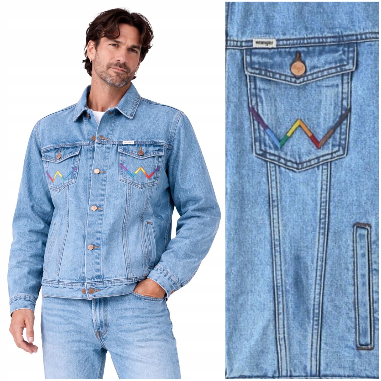 Wrangler Anti-fit Trucker Jacket Pride volná bunda katana džínová L