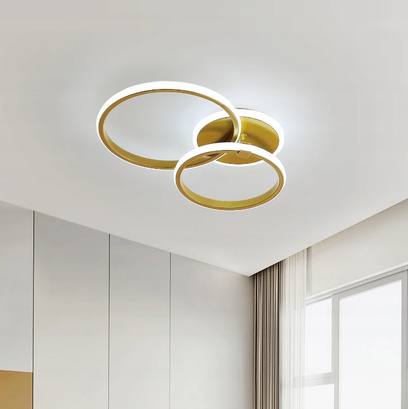LAMPA SUFITOWA LED PLAFON RING LAMPA WISZACA ZŁOTA 6500K OKRĄGŁY NOWOCZESNA