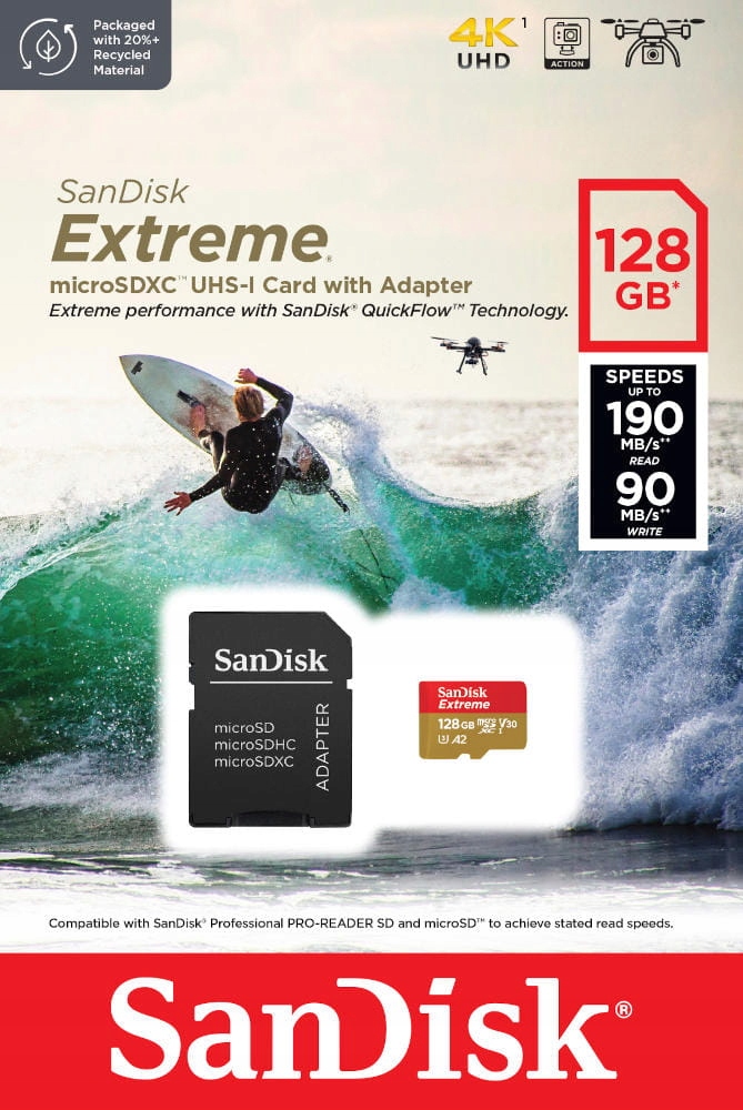 SanDisk Extreme ACTION microSDXC 128GB 190/90 MBs