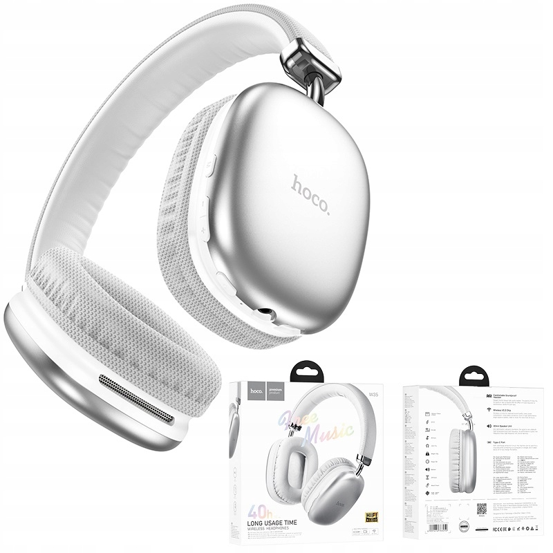 

Słuchawki nauszne Bluetooth 5.3 40h 200h microSD