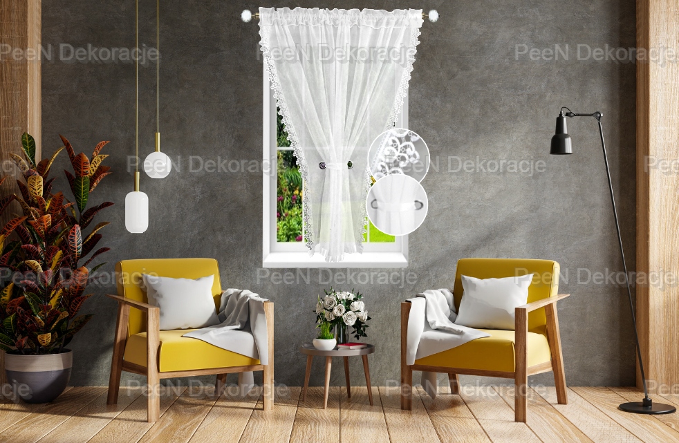 FIRANA 200x180 FIRANY BIAŁA KOKONY GIPIURA KORONKA Wzór gładki