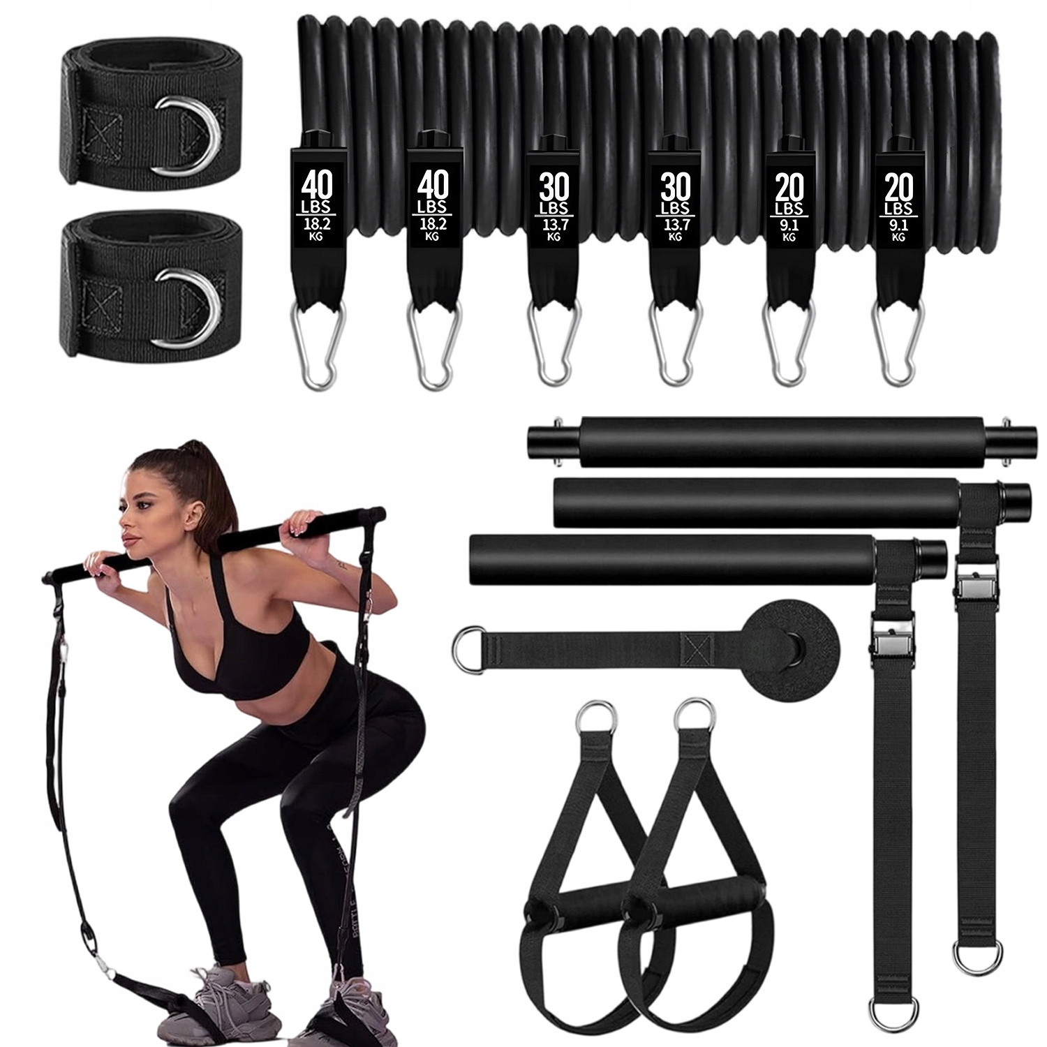 Hrazda Pro Pilates 6 Odporových Gum Pro Silový Trénink