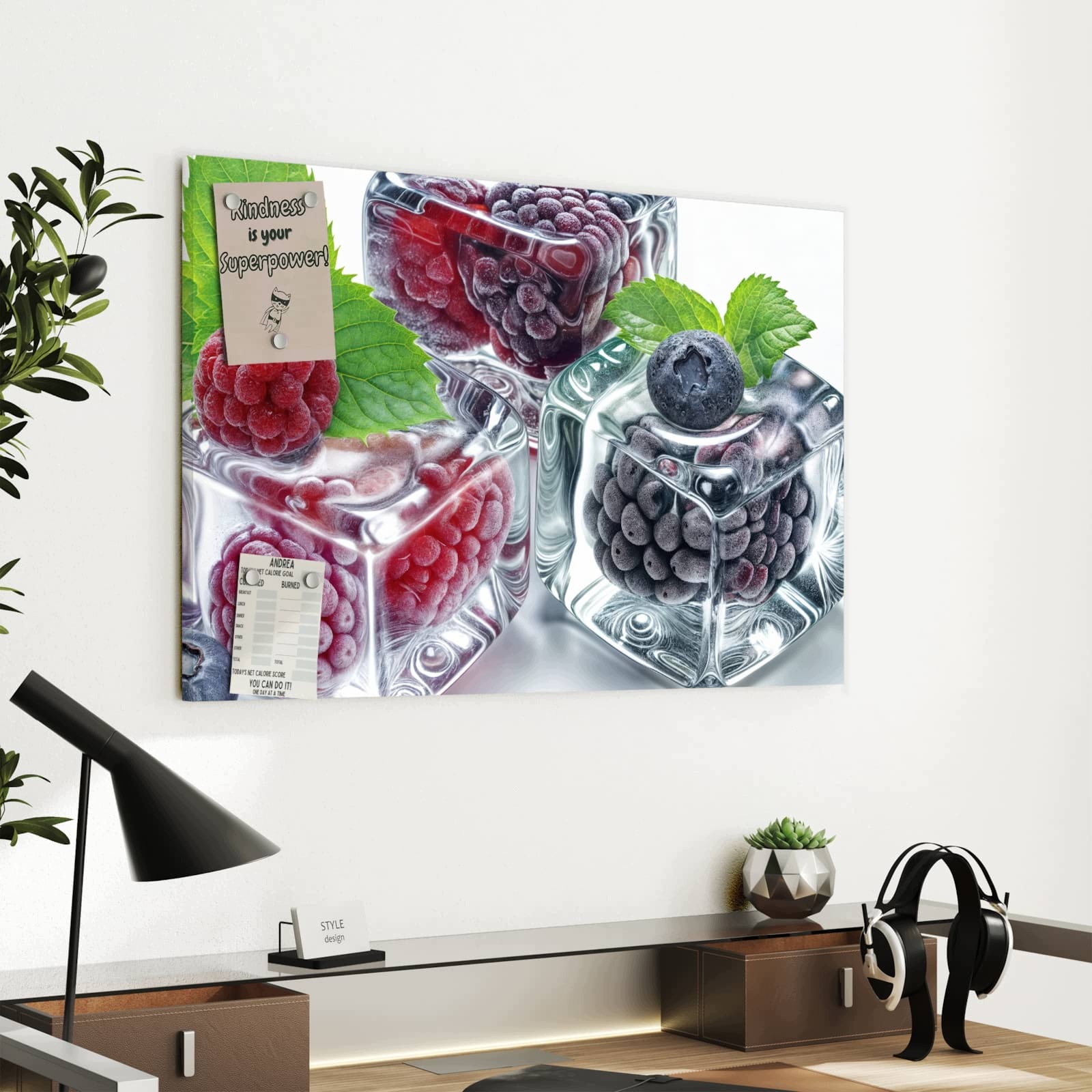 Magnetická tabule Kostky ledu Mix bobulí 60 × 40 cm