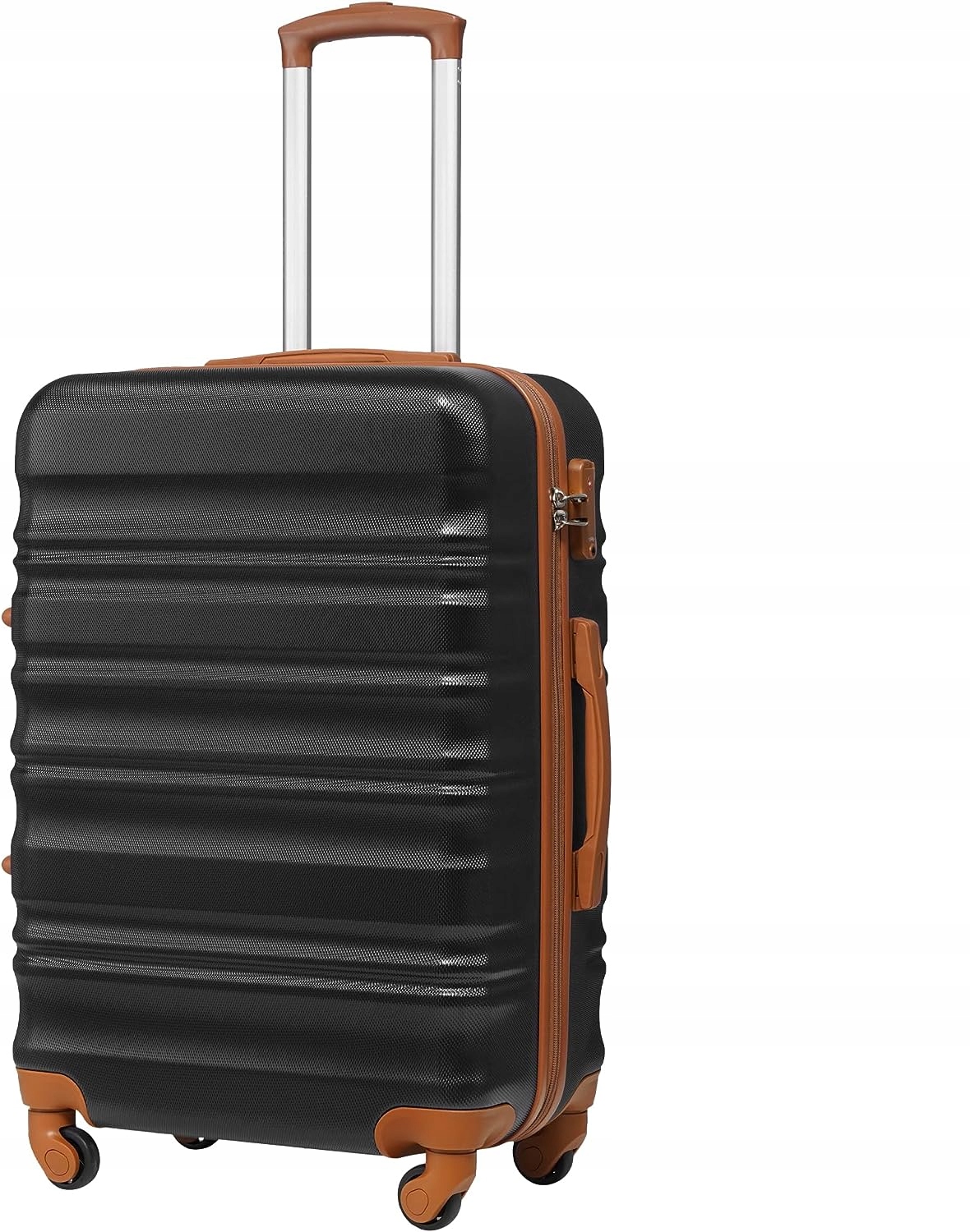 Walizka twarda Coolife Abs 38 L czarno-brązowa zamek szyfrowy 4 kółka