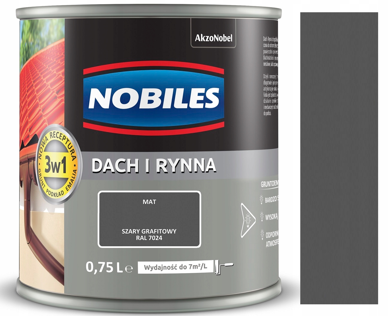 NOBILES FARBA DACH I RYNNA SZARY GRAFITOWY 0.75L