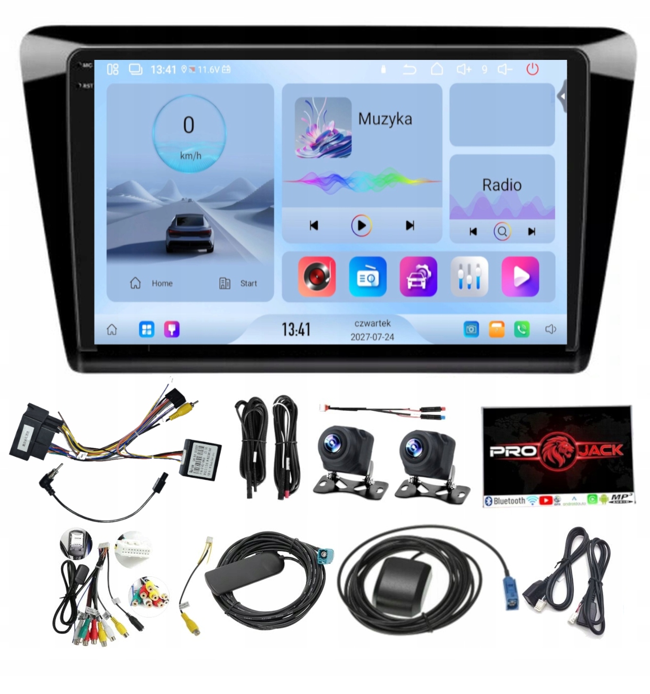 Rádio Navigace Carplay Gps Android Wifi Skoda Rapid 12-19 64GB Sim