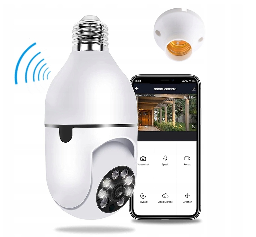 KAMERA ZAMIAST ŻARÓWKI E27 WI-FI IR DETEKCJA ALAR