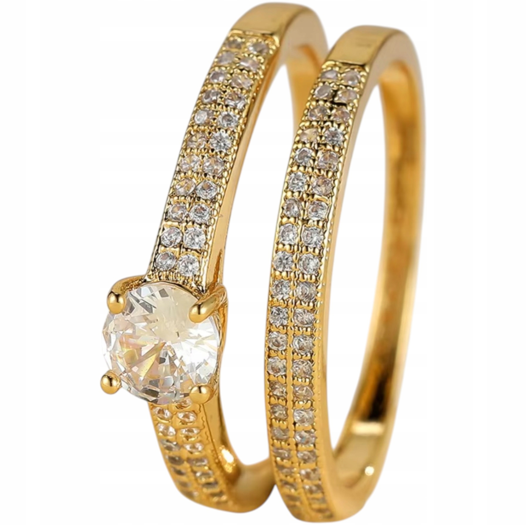 Sada dvou zlatých prstenů Bílá Zirkon Prsten Ocel