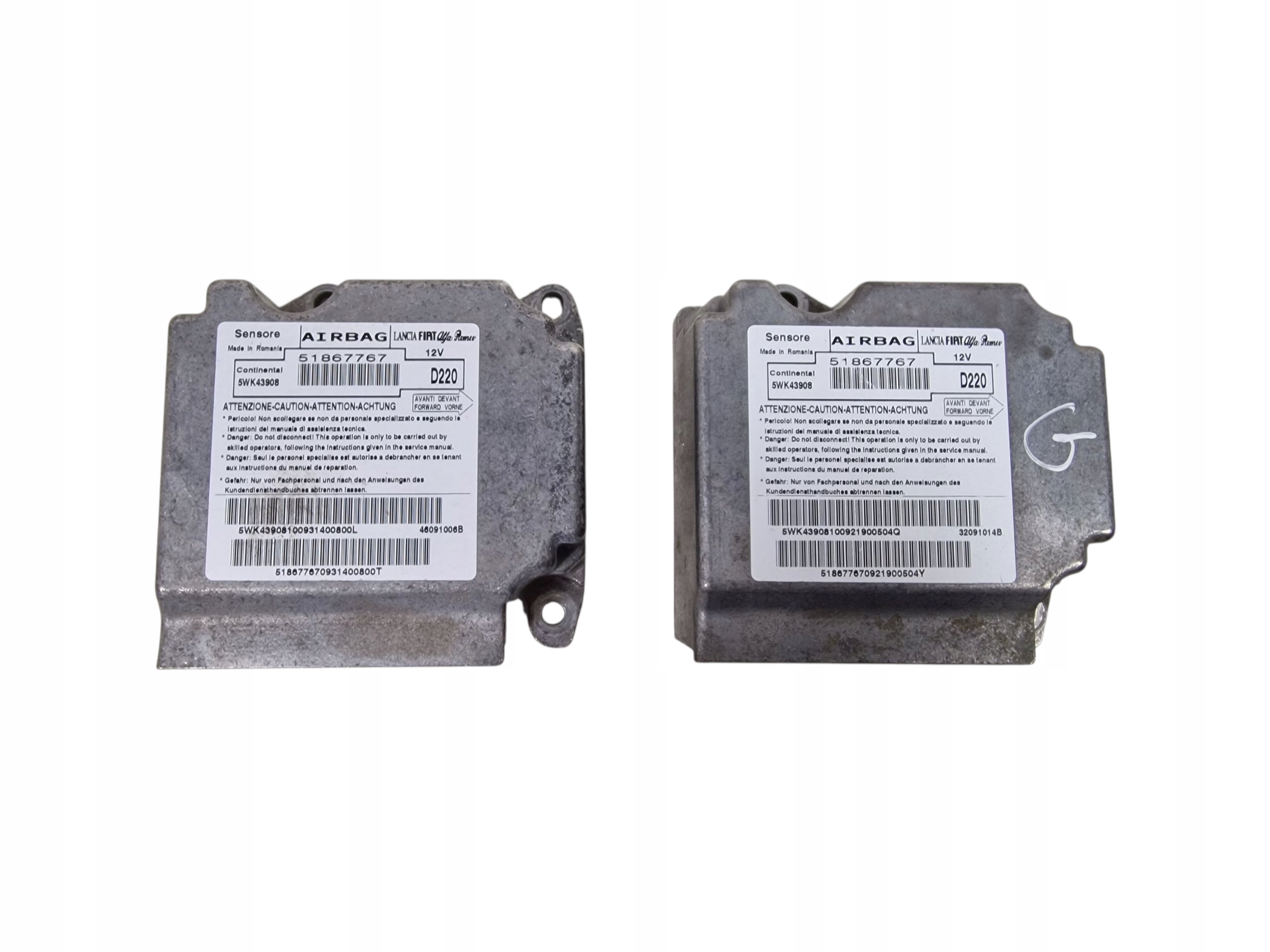 FIAT 500 ALFA ROMEO modulo SENSOR airbag 51867767