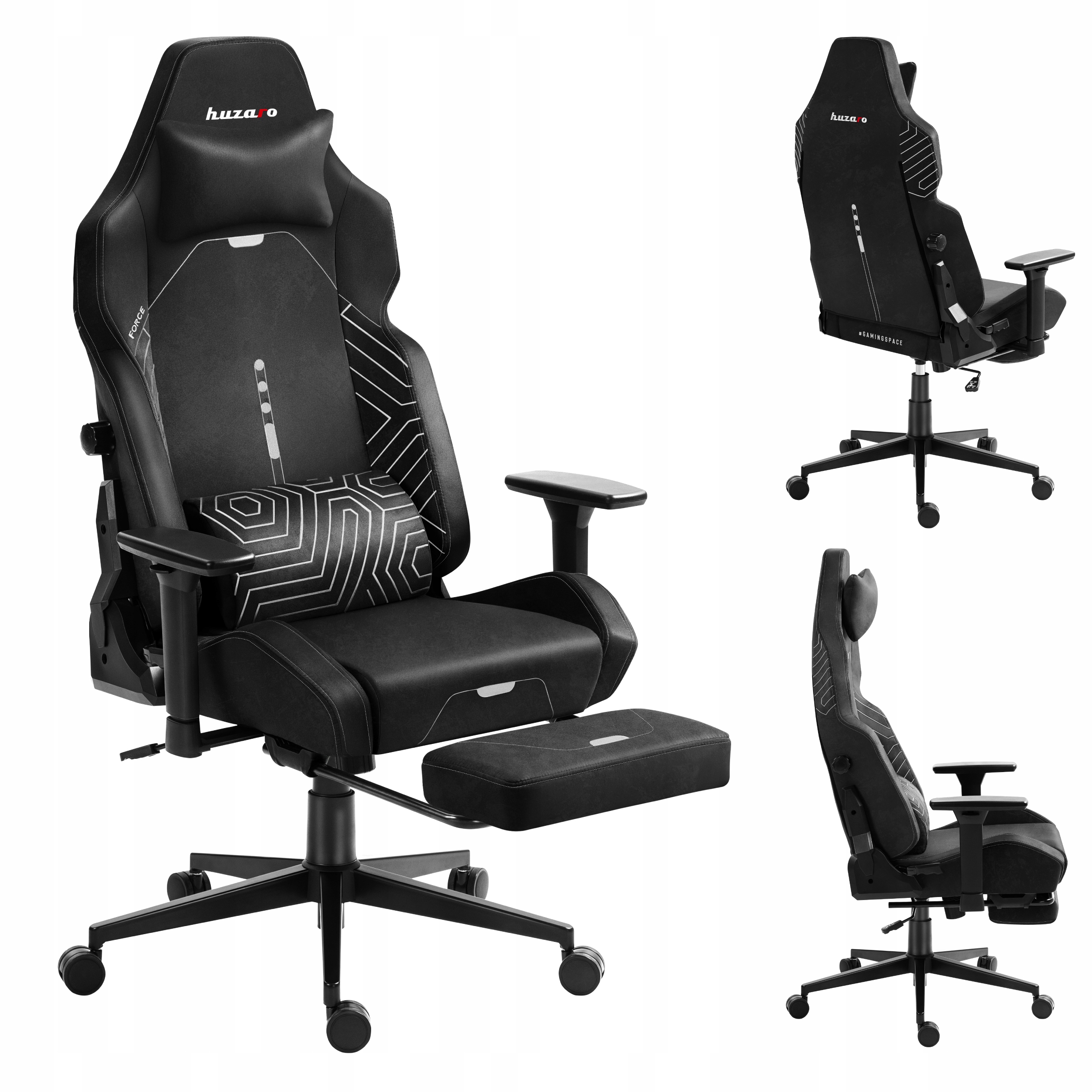 Herní křeslo Huzaro Force 8.1 Black s podnožkou