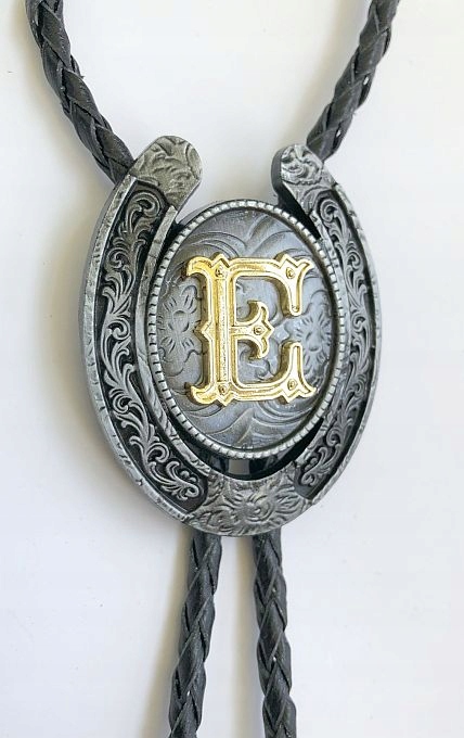 Kravata country western bolo podkova iniciál E ewa ewaryst edward ewelina