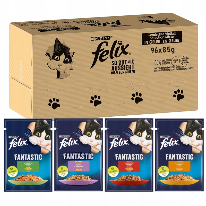 Felix Fantastic Karma Dla Kotów w Galaretce 96x85g Wiejskie Smaki
