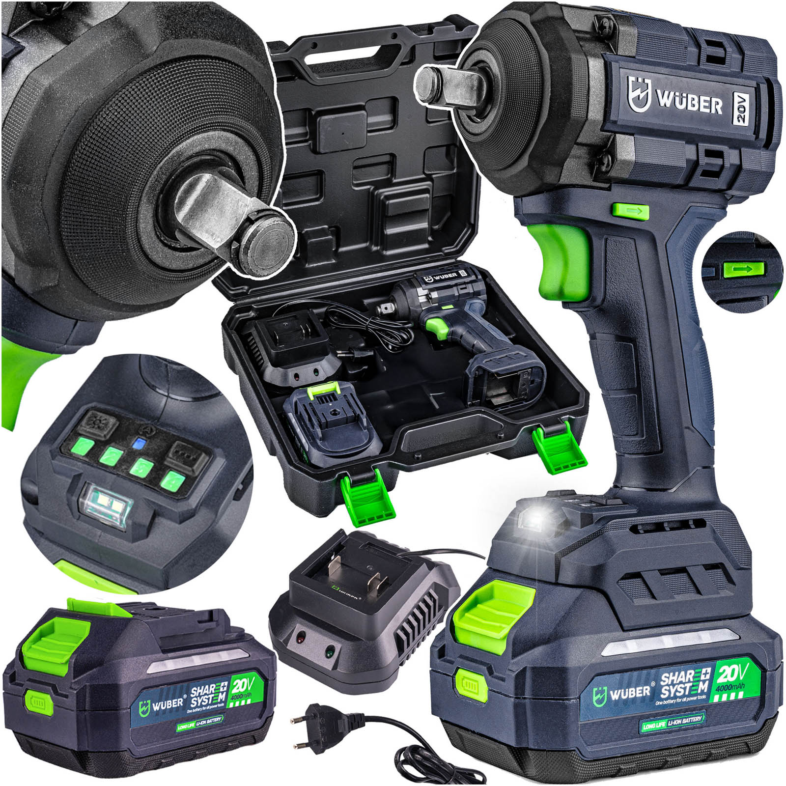 Akumulátorový Úderový Klíč Set Akumulátor 600 Nm Bezkartáčový Wuber